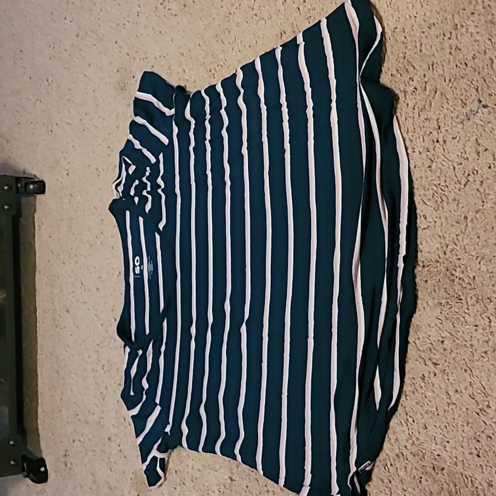 SO Green and White Striped Tee